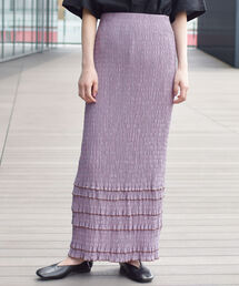 Ray BEAMS | Ray BEAMS / シャーリング 配色 メロー スカート(スカート)