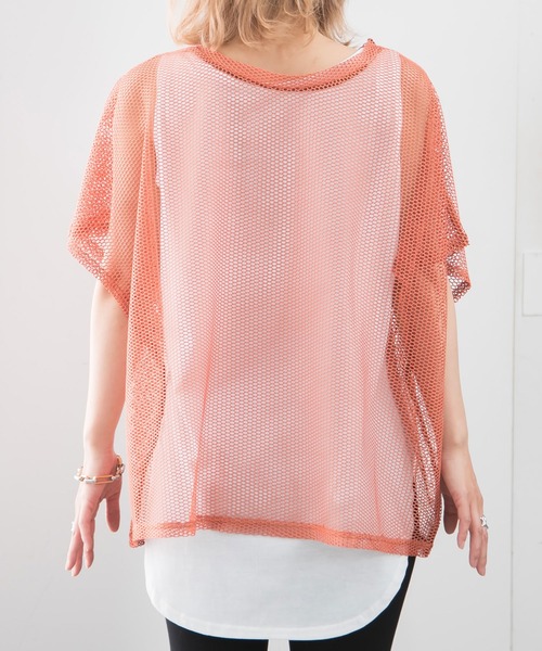 Newlyme(ニューリーミー)の「インナー付メッシュシアートップス(Tシャツ/カットソー・レディース・ブラック/ベージュ/オレンジ・MEDIUM/LARGE)」の11枚目の写真