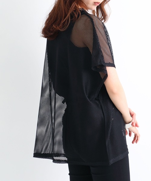 Newlyme(ニューリーミー)の「インナー付メッシュシアートップス(Tシャツ/カットソー・レディース・ブラック/ベージュ/オレンジ・MEDIUM/LARGE)」の22枚目の写真