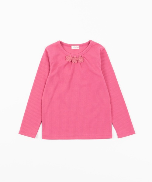 KP（ケーピー）の「テレコ起毛長袖Tシャツ(100-130cm)（Tシャツ/カットソー・キッズ・チャコールグレー/オフホワイト/ピンク・110cm/100cm/120cm/130cm）」の3枚目の写真