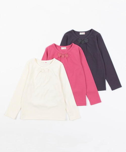 KP（ケーピー）の「テレコ起毛長袖Tシャツ(100-130cm)（Tシャツ/カットソー・キッズ・チャコールグレー/オフホワイト/ピンク・110cm/100cm/120cm/130cm）」の7枚目の写真