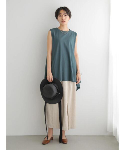 AMERICAN HOLIC（アメリカンホリック）の「イレギュラーヘムノースリーブカットプルオーバー（Tシャツ/カットソー・レディース・ブラック/ダークグリーン/オフホワイト・M/L）」の15枚目の写真