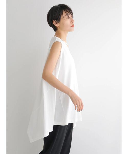 AMERICAN HOLIC（アメリカンホリック）の「イレギュラーヘムノースリーブカットプルオーバー（Tシャツ/カットソー・レディース・ブラック/ダークグリーン/オフホワイト・M/L）」の17枚目の写真
