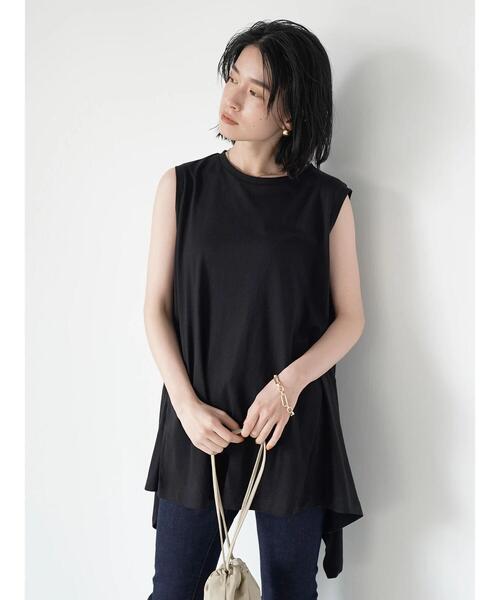 AMERICAN HOLIC（アメリカンホリック）の「イレギュラーヘムノースリーブカットプルオーバー（Tシャツ/カットソー・レディース・ブラック/ダークグリーン/オフホワイト・M/L）」の9枚目の写真
