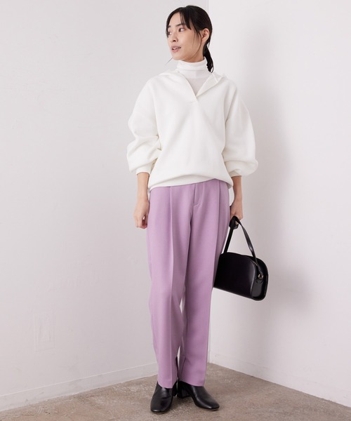 SALON adam et rope'（サロン アダム エ ロペ）の「<春まで使える>スウェットライクニットパーカー（パーカー・レディース・ホワイト/チャコールグレー/ベージュ/オレンジ・FREE）」の5枚目の写真