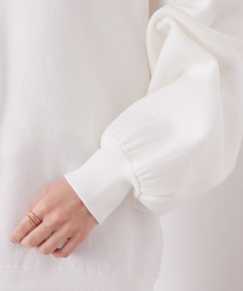 SALON adam et rope'（サロン アダム エ ロペ）の「<春まで使える>スウェットライクニットパーカー（パーカー・レディース・ホワイト/チャコールグレー/ベージュ/オレンジ・FREE）」の9枚目の写真