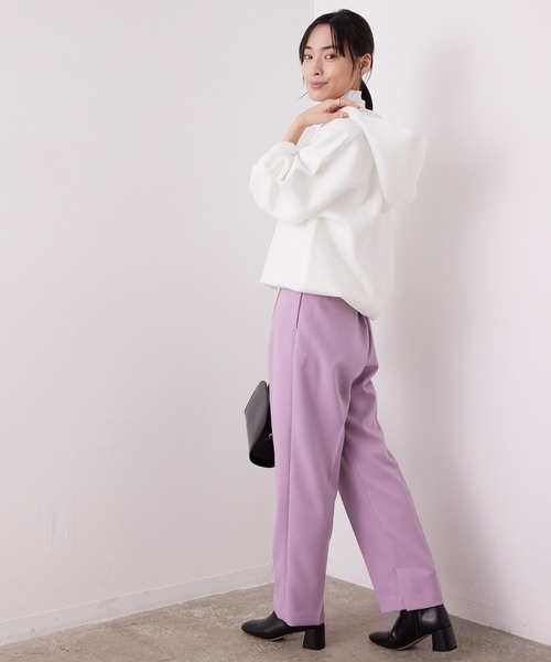 SALON adam et rope'（サロン アダム エ ロペ）の「<春まで使える>スウェットライクニットパーカー（パーカー・レディース・ホワイト/チャコールグレー/ベージュ/オレンジ・FREE）」の12枚目の写真