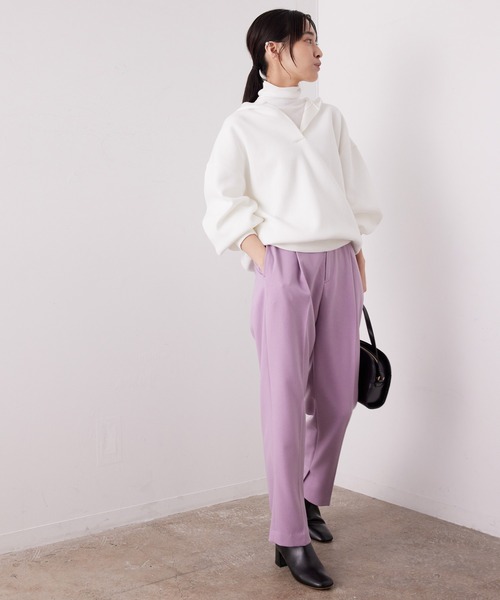 SALON adam et rope'（サロン アダム エ ロペ）の「<春まで使える>スウェットライクニットパーカー（パーカー・レディース・ホワイト/チャコールグレー/ベージュ/オレンジ・FREE）」の10枚目の写真