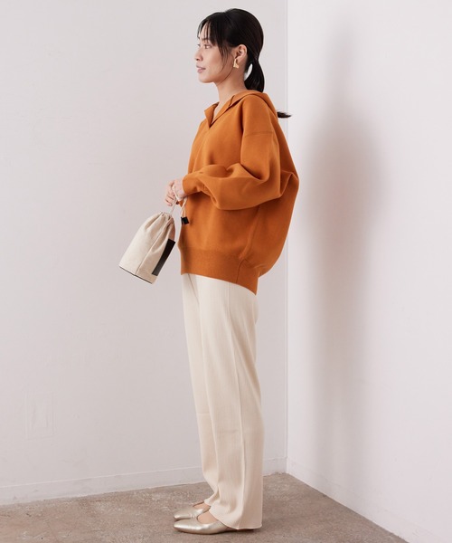 SALON adam et rope'（サロン アダム エ ロペ）の「<春まで使える>スウェットライクニットパーカー（パーカー・レディース・ホワイト/チャコールグレー/ベージュ/オレンジ・FREE）」の16枚目の写真