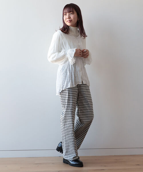 BeAMS DOT(ビームスドット)の「BeAMS DOT / Vネック ワッシャーブラウス(シャツ/ブラウス・レディース・オフホワイト/ブルー・FREE)」の9枚目の写真
