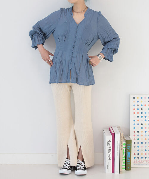BeAMS DOT(ビームスドット)の「BeAMS DOT / Vネック ワッシャーブラウス(シャツ/ブラウス・レディース・オフホワイト/ブルー・FREE)」の13枚目の写真