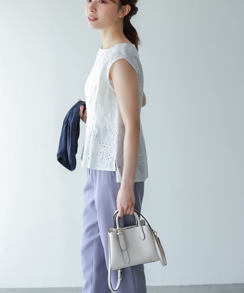 Edit Sheen（エディットシーン）の「ワンサイドベルトハンドルハンドバッグミニ（ハンドバッグ・レディース・オフホワイト/ベビーピンク/ベージュ/オレンジ/レッド/グリーン/イエロー/ブラック/スモーキーグリーン系1/ブラウン系その他/ラベンダー/ミント/サックスブルー・FREE）」の22枚目の写真