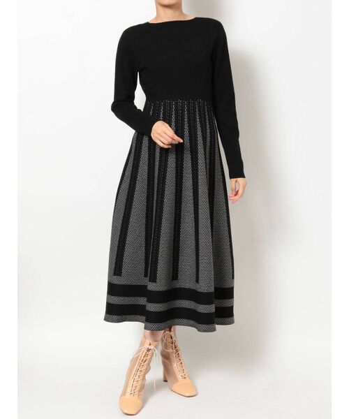 MERCURYDUO（マーキュリーデュオ）の「2WAYブロッキングジャカードフレアニットワンピース（ワンピース・レディース・ブラック/ラベンダー/ブラウン・FREE）」の22枚目の写真