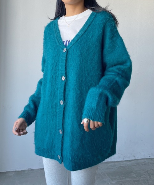 SHAGGIE（シャギー）の「ヴィンテージモヘアライクBIGカーディガン（カーディガン/ボレロ・レディース・ブラック/オレンジ/ブルー/グリーン/パープル・FREE）」の20枚目の写真
