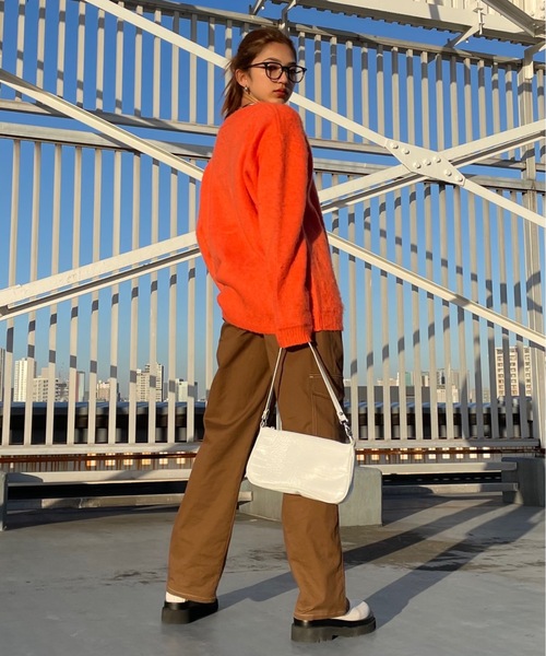 SHAGGIE（シャギー）の「ヴィンテージモヘアライクBIGカーディガン（カーディガン/ボレロ・レディース・ブラック/オレンジ/ブルー/グリーン/パープル・FREE）」の6枚目の写真