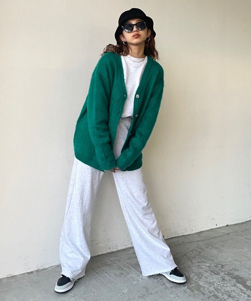 SHAGGIE（シャギー）の「ヴィンテージモヘアライクBIGカーディガン（カーディガン/ボレロ・レディース・ブラック/オレンジ/ブルー/グリーン/パープル・FREE）」の12枚目の写真