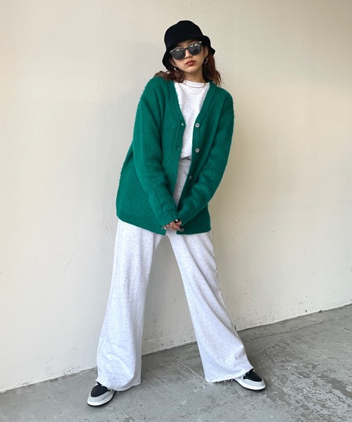 SHAGGIE（シャギー）の「ヴィンテージモヘアライクBIGカーディガン（カーディガン/ボレロ・レディース・ブラック/オレンジ/ブルー/グリーン/パープル・FREE）」の13枚目の写真