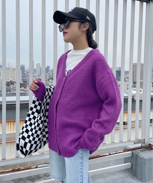 SHAGGIE（シャギー）の「ヴィンテージモヘアライクBIGカーディガン（カーディガン/ボレロ・レディース・ブラック/オレンジ/ブルー/グリーン/パープル・FREE）」の15枚目の写真