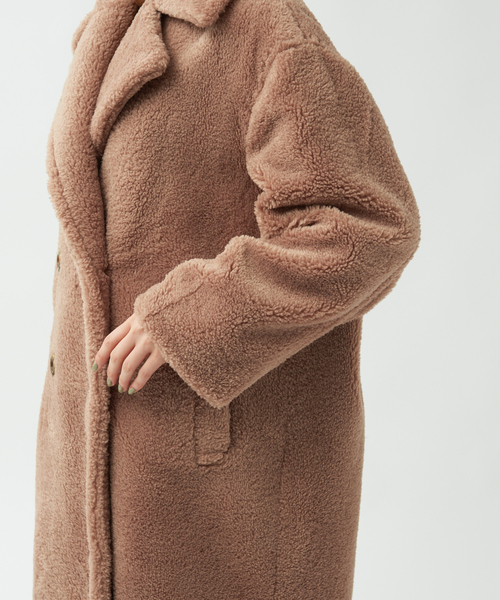 qualite（カリテ）の「テーラードボアコート（テーラードジャケット・レディース・モスグリーン/キャメル・36/38）」の6枚目の写真