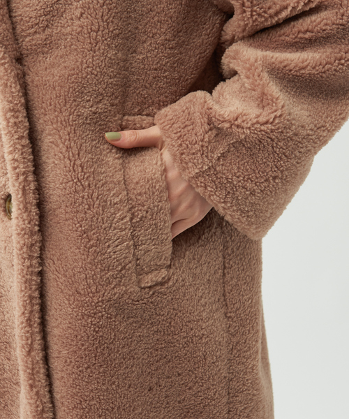 qualite（カリテ）の「テーラードボアコート（テーラードジャケット・レディース・モスグリーン/キャメル・36/38）」の19枚目の写真