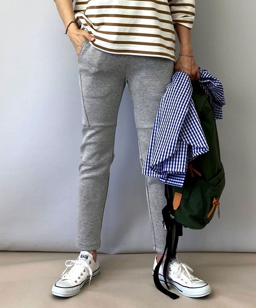 Grand PARK（グランドパーク）の「柔らかストレッチ　スポンジテック素材のジャージーパンツ（スウェットパンツ・レディース・カーキ/トップグレー/チャコールグレー/ネイビー・FREE）」の2枚目の写真