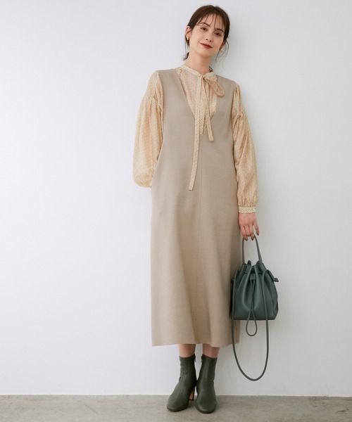 ROPE'（ロペ）の「【シリーズ】ウーステットライクリバージャンパースカート（ジャンパースカート・レディース・ライトグレー/ベージュ・38）」の10枚目の写真