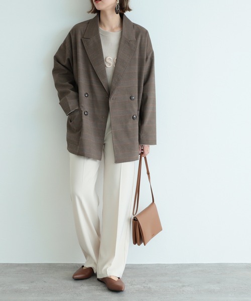 reca（レカ）の「Wピークドラペルジャケット（テーラードジャケット・レディース・ベージュ/ブラウン・M）」の6枚目の写真