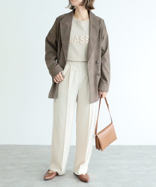 reca（レカ）の「Wピークドラペルジャケット（テーラードジャケット・レディース・ベージュ/ブラウン・M）」の7枚目の写真