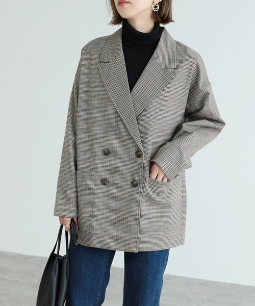 reca（レカ）の「Wピークドラペルジャケット（テーラードジャケット・レディース・ベージュ/ブラウン・M）」の15枚目の写真