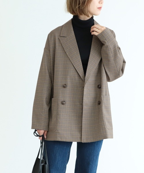 reca（レカ）の「Wピークドラペルジャケット（テーラードジャケット・レディース・ベージュ/ブラウン・M）」の19枚目の写真