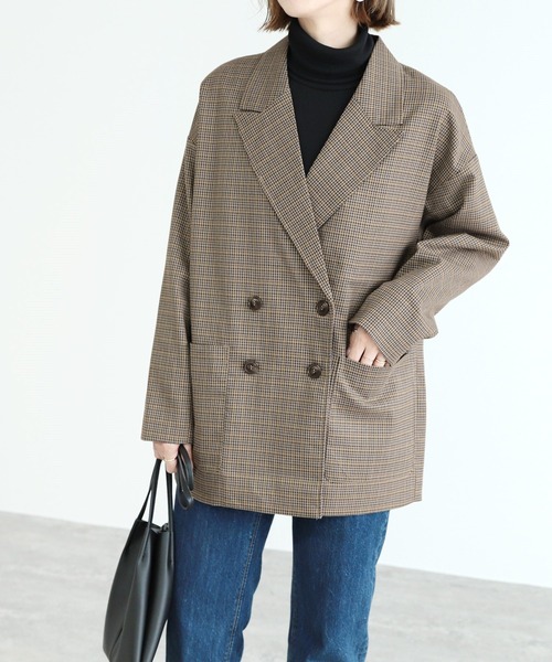 reca（レカ）の「Wピークドラペルジャケット（テーラードジャケット・レディース・ベージュ/ブラウン・M）」の21枚目の写真