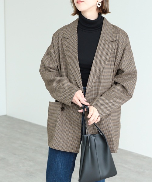 reca（レカ）の「Wピークドラペルジャケット（テーラードジャケット・レディース・ベージュ/ブラウン・M）」の22枚目の写真