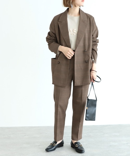 reca（レカ）の「Wピークドラペルジャケット（テーラードジャケット・レディース・ベージュ/ブラウン・M）」の16枚目の写真