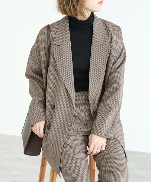 reca（レカ）の「Wピークドラペルジャケット（テーラードジャケット・レディース・ベージュ/ブラウン・M）」の18枚目の写真