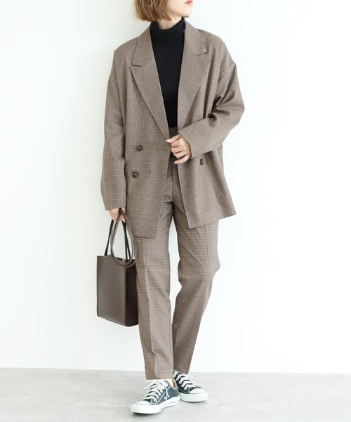 reca（レカ）の「Wピークドラペルジャケット（テーラードジャケット・レディース・ベージュ/ブラウン・M）」の17枚目の写真