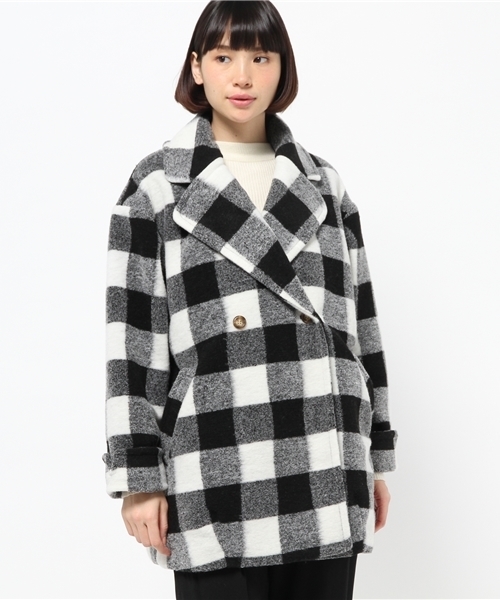 one after another NICE CLAUP(ワンアフターアナザーナイスクラップ)の「【ナイスクラップ】スライバーダブルジャケットコート(その他アウター・レディース・ピンクベージュ/チェック/オフホワイト・FREE)」の9枚目の写真