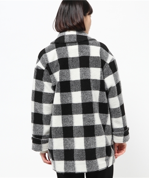 one after another NICE CLAUP(ワンアフターアナザーナイスクラップ)の「【ナイスクラップ】スライバーダブルジャケットコート(その他アウター・レディース・ピンクベージュ/チェック/オフホワイト・FREE)」の11枚目の写真