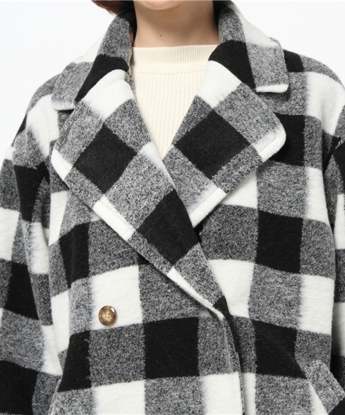 one after another NICE CLAUP(ワンアフターアナザーナイスクラップ)の「【ナイスクラップ】スライバーダブルジャケットコート(その他アウター・レディース・ピンクベージュ/チェック/オフホワイト・FREE)」の13枚目の写真