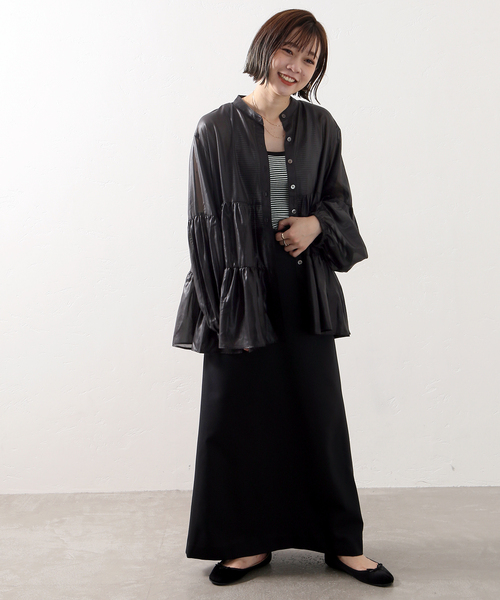 JOINT WORKS（ジョイントワークス）の「J-チンツ ティアードブラウス（シャツ/ブラウス・レディース・パープル/カーキ/ブラック・FREE）」の4枚目の写真