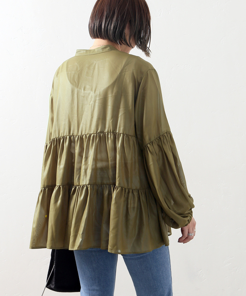 JOINT WORKS（ジョイントワークス）の「J-チンツ ティアードブラウス（シャツ/ブラウス・レディース・パープル/カーキ/ブラック・FREE）」の7枚目の写真