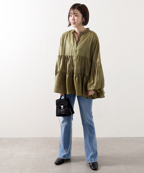 JOINT WORKS（ジョイントワークス）の「J-チンツ ティアードブラウス（シャツ/ブラウス・レディース・パープル/カーキ/ブラック・FREE）」の8枚目の写真