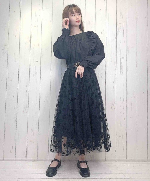 Clice de Paris(クリシェドゥパリス)の「K/フロッキーチュールSK(スカート・レディース・ブラック/ベージュ・ONESIZE)」の9枚目の写真