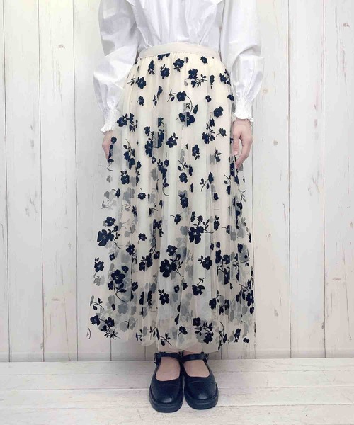 Clice de Paris(クリシェドゥパリス)の「K/フロッキーチュールSK(スカート・レディース・ブラック/ベージュ・ONESIZE)」の7枚目の写真