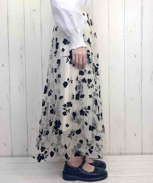 Clice de Paris(クリシェドゥパリス)の「K/フロッキーチュールSK(スカート・レディース・ブラック/ベージュ・ONESIZE)」の6枚目の写真