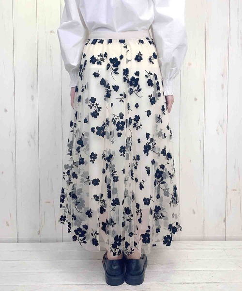 Clice de Paris(クリシェドゥパリス)の「K/フロッキーチュールSK(スカート・レディース・ブラック/ベージュ・ONESIZE)」の4枚目の写真