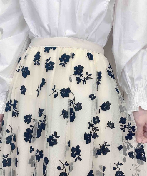 Clice de Paris(クリシェドゥパリス)の「K/フロッキーチュールSK(スカート・レディース・ブラック/ベージュ・ONESIZE)」の3枚目の写真