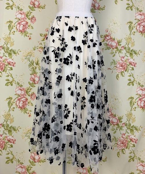 Clice de Paris(クリシェドゥパリス)の「K/フロッキーチュールSK(スカート・レディース・ブラック/ベージュ・ONESIZE)」の17枚目の写真