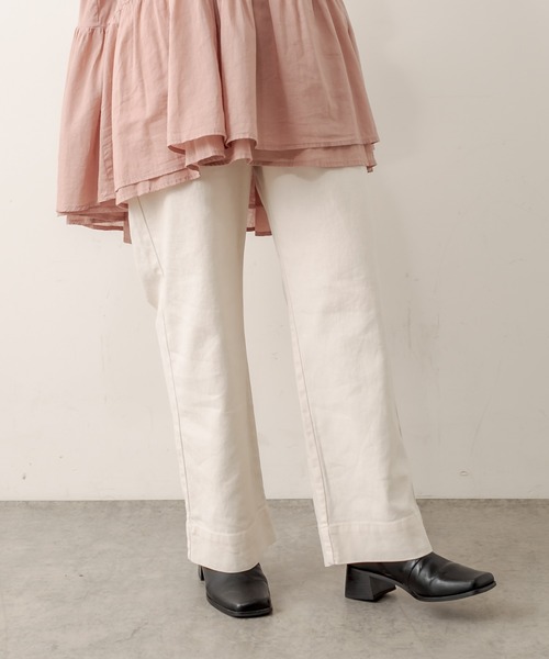 PUAL CE CIN（ピュアルセシン）の「綿麻ストレッチワイドパンツ（その他パンツ・レディース・ブラック/ベージュ/グレー/アイボリー・FREE）」の4枚目の写真