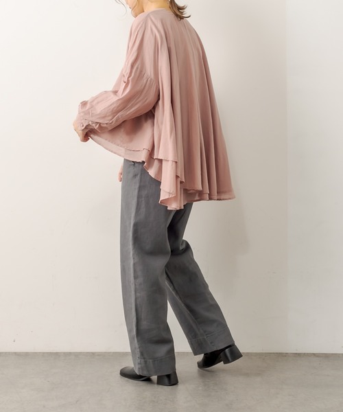 PUAL CE CIN（ピュアルセシン）の「綿麻ストレッチワイドパンツ（その他パンツ・レディース・ブラック/ベージュ/グレー/アイボリー・FREE）」の3枚目の写真