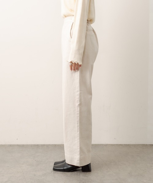 PUAL CE CIN（ピュアルセシン）の「綿麻ストレッチワイドパンツ（その他パンツ・レディース・ブラック/ベージュ/グレー/アイボリー・FREE）」の10枚目の写真